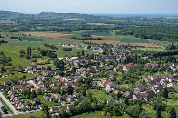 Village Chateau Chalon Countryside Burgundy Jura France Groups Houses Cultivated —  Fotos de Stock