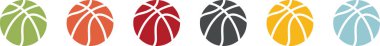 Bir grup renkli basketbol sporu ikonu
