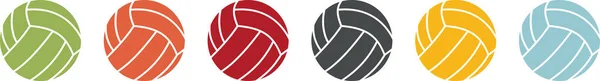 Gruppe Farbiger Volleyball Ikonen — Stockvektor