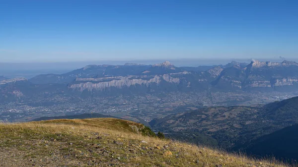Долина Городом Гренобль Видно Гор Chamrousse Летом Альпах Франции — стоковое фото