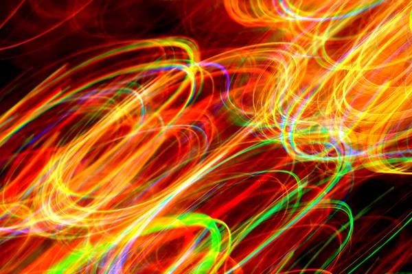 Vibrant Crazy Neon Movement Lights Background Oranges Yellows — Stock Photo, Image