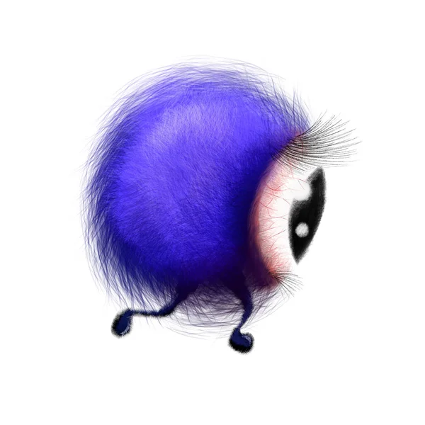 Weird Hairy Eyeball Monster Obcy Postać Kreskówki Ilustracja Dla Dzieci — Zdjęcie stockowe