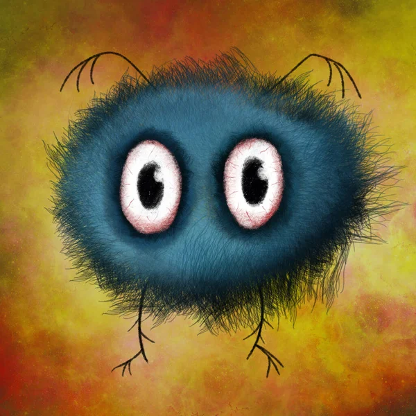 Strano Peloso Bulbo Oculare Mostro Alieno Personaggio Cartone Animato Illustrazione — Foto Stock