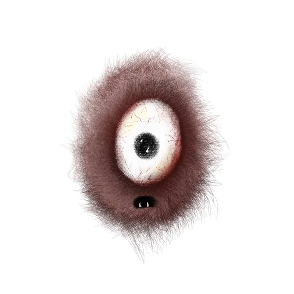 Konstiga Hairy Eyeball Monster Alien Character Tecknad Illustration För Barns — Stockfoto