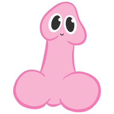Cartoon Willy Penis Shaped Illustration and Testes from the Male reproductive system