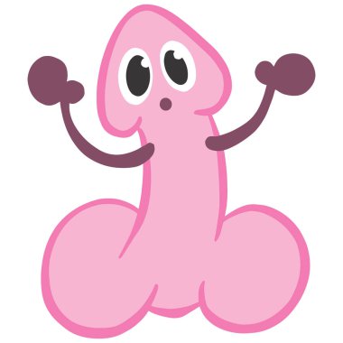 Cartoon Willy Penis Shaped Illustration and Testes from the Male reproductive system