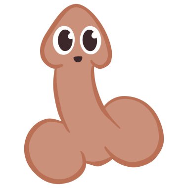 Cartoon Willy Penis Shaped Illustration and Testes from the Male reproductive system