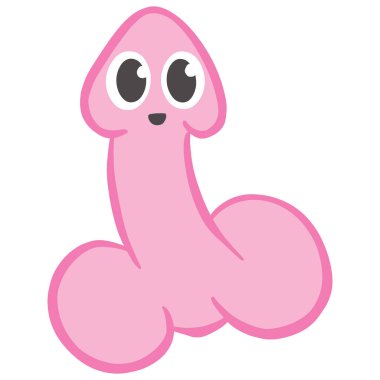 Cartoon Willy Penis Shaped Illustration and Testes from the Male reproductive system