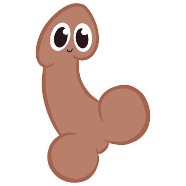 Cartoon Willy Penis Shaped Illustration and Testes from the Male reproductive system