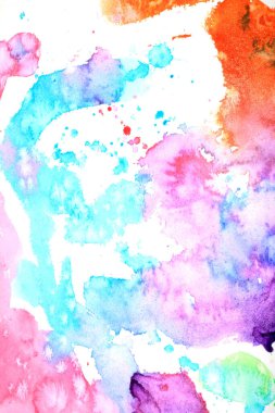 Beyaz Kağıt Üzerine Bir Su Boyası Soyut Karışık Renkler Arkaplan Bulutları Gibi Boyar