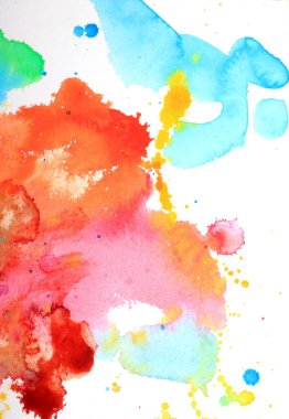 Beyaz Kağıt Üzerine Bir Su Boyası Soyut Karışık Renkler Arkaplan Bulutları Gibi Boyar