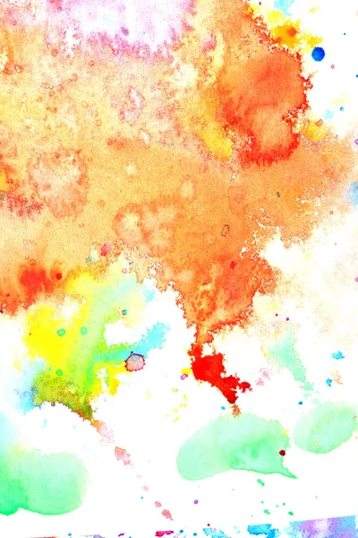 Pinturas Acuarela Sobre Papel Blanco Colores Mixtos Abstractos Como Nubes — Foto de Stock