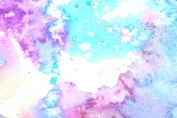 ホワイトペーパーのスプラッシュ水彩画アブストラクト背景に雲のような混合色 — ストック写真