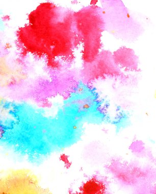 Soyut Suluboya Canlı Sıçratmalar ve Beyaz Arkaplanda Karışık Boyalar 