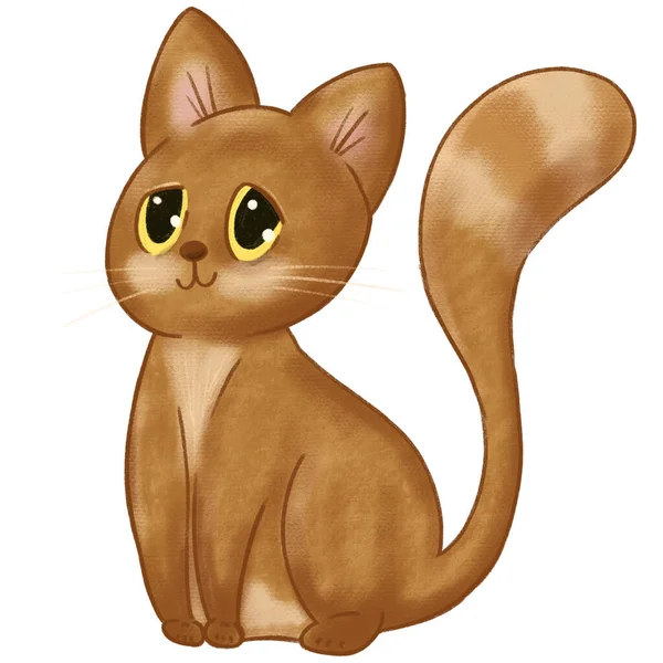 Niedliche Flauschige Cartoon Cat Kitten Character Illustration — Stockfoto