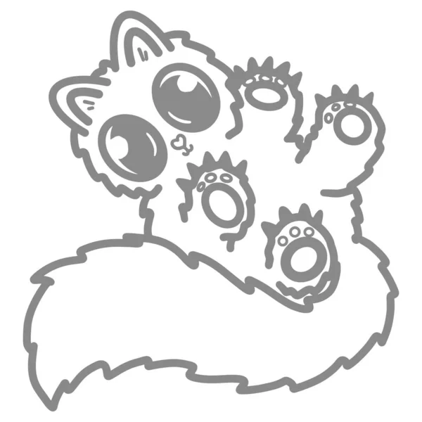 Cute Fluffy Cartoon Cat Kitten Character Illustration — Stock Vector