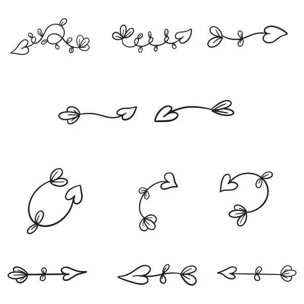 Coleção Desenhos Linha Seta Floral Para Usar Como Divisores Apontando — Vetor de Stock