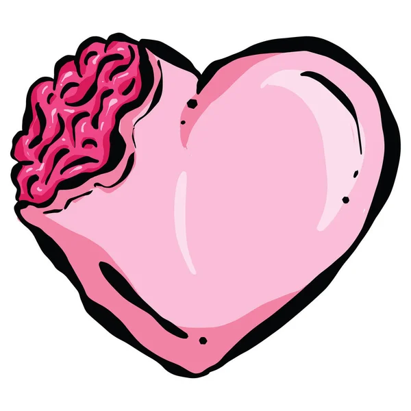 Pink Undead Zombie Carton Heart Valentines Day Halloween Illustration — Stock Vector