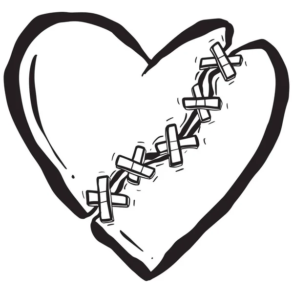 Dead Zombie Hearts Cartoon Illustrations Stitches Brains Bones Valentines Day — стоковий вектор