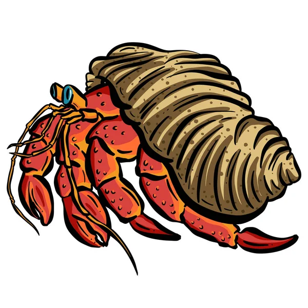 Crab Crustacean Shell Vector Cartoon Illustration — Stock Vector