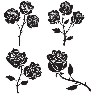 Siyah Gül Çiçek Logosu Görüntü Dövmesi Biçimi