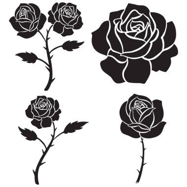 Siyah Gül Çiçek Logosu Görüntü Dövmesi Biçimi