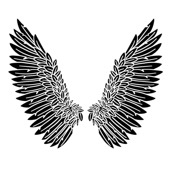 Vecteur Illustration Ailes Plumes Oiseau Ange Noir — Image vectorielle