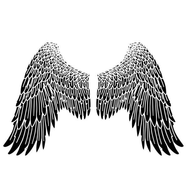 Black Angel Bird Feather Asas Ilustração Vetor — Vetor de Stock