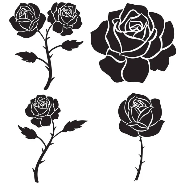 stock vector Black Rose Flower Logo Illustration Tattoo Style