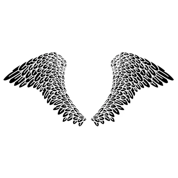 Black Angel Bird Feather Wings Illustration Vector — Stock Vector