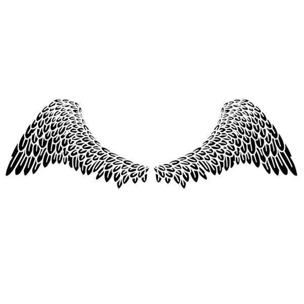 Black Angel Bird Feather Asas Ilustração Vetor — Vetor de Stock