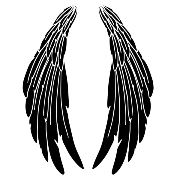 Μαύρος Άγγελος Φτερά Πουλιών Εικονογράφηση Διάνυσμα — Διανυσματικό Αρχείο