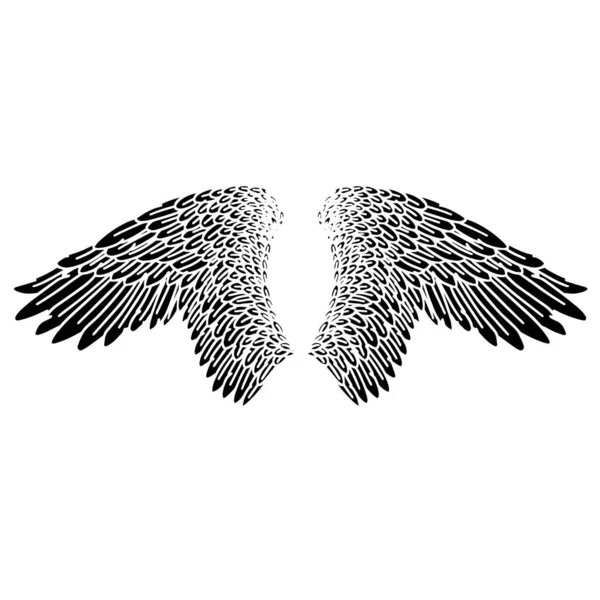 Μαύρος Άγγελος Φτερά Πουλιών Εικονογράφηση Διάνυσμα — Διανυσματικό Αρχείο