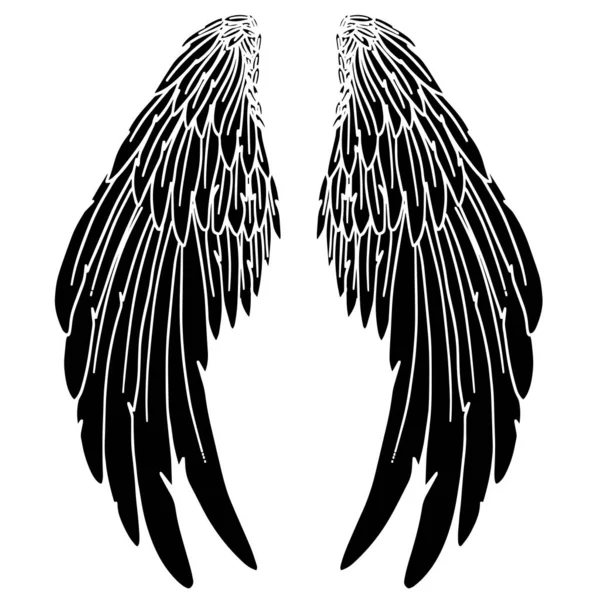 Black Angel Bird Feather Wings Illustration Vector — Stock Vector