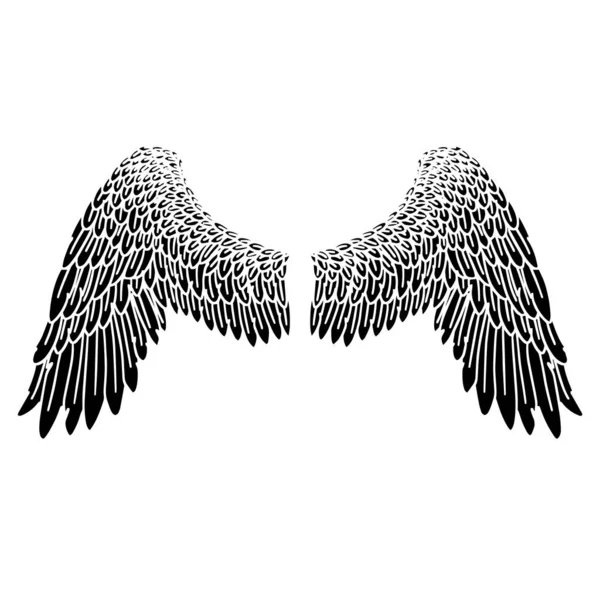 Black Angel Bird Feather Wings Illustration Vector — стоковий вектор