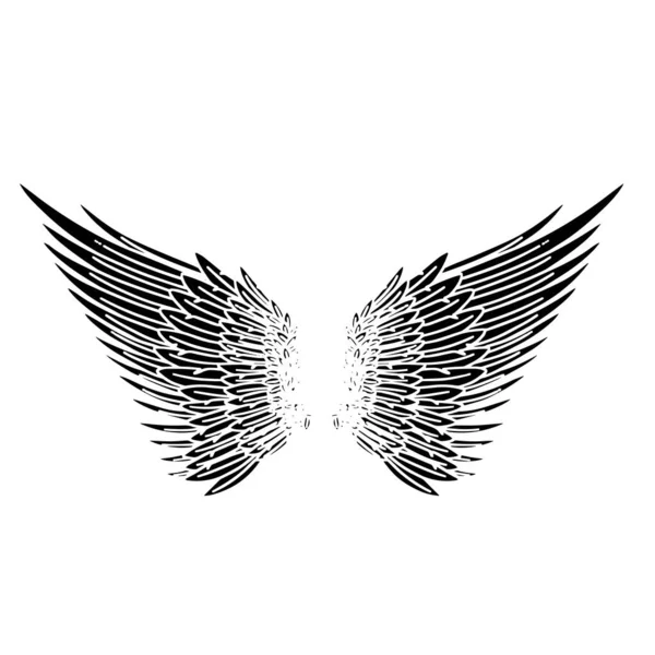 Black Angel Bird Feather Asas Ilustração Vetor —  Vetores de Stock