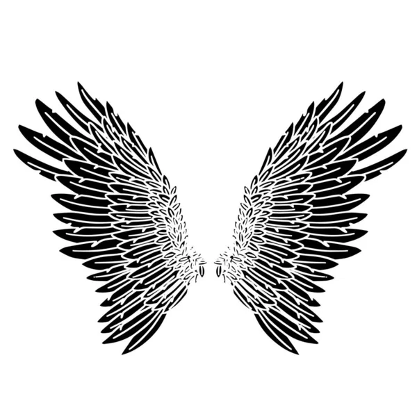 Vecteur Illustration Ailes Plumes Oiseau Ange Noir — Image vectorielle
