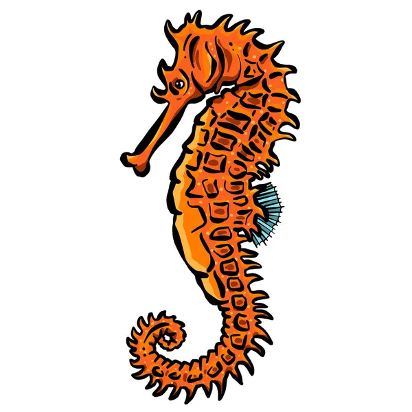 Seahorse Cartoon Illustration Logo Sea Creature — 스톡 벡터