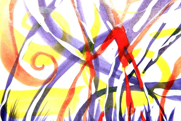 Brightly Coloured Ink Painting Close Background Lines Swirls — Stockfoto
