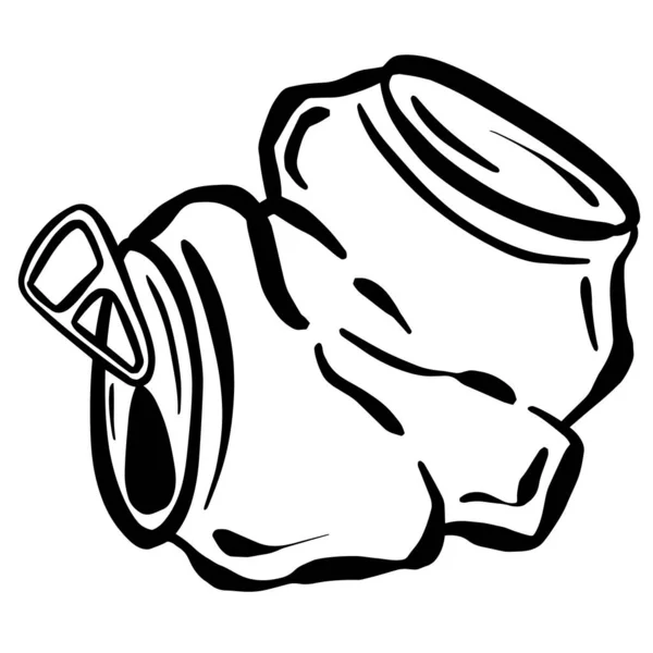 Crushed Soda Cola Tin Aluminium Can Cartoon Logo Mascot — Stockvector