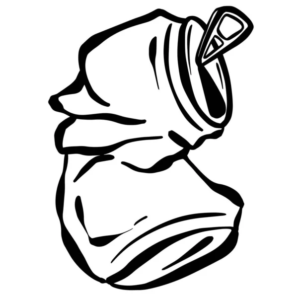 Crushed Soda Cola Tin Aluminium Can Cartoon Logo Mascot — Stock Vector