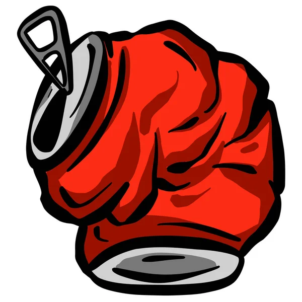 Ezilmiş Soda Cola Tin Veya Alüminyum Konserve Logo Maskotu — Stok Vektör