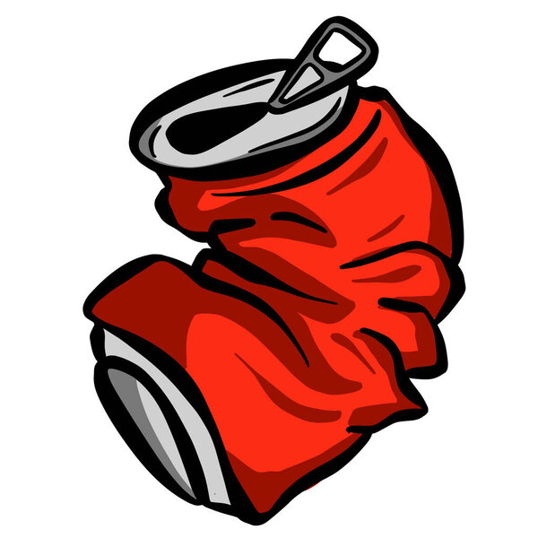 Crushed Soda Cola Tin or Aluminium Can Cartoon Logo Mascot