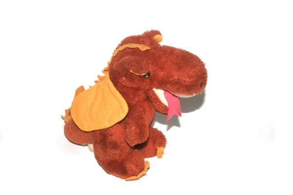 Nostalga Old Stuffed Soft Toy Dragon Dinosaur — Stok fotoğraf