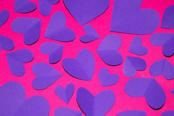 Różowy Fioletowy Papier Love Hearts Wycięte Tle Walentynki Lub Wesela — Zdjęcie stockowe