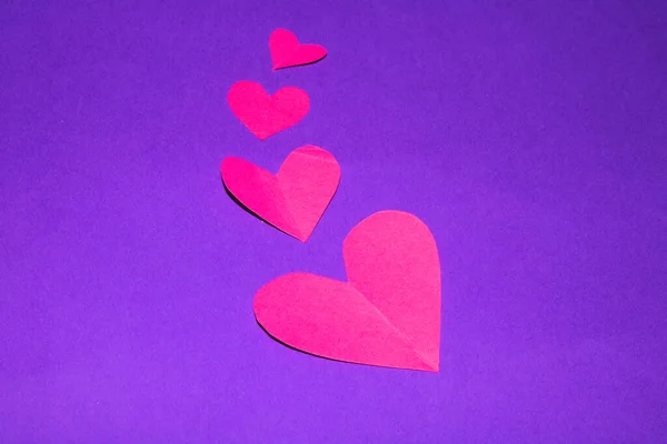 Pink Purple Paper Love Hearts Cut Out Background Valentines Day Stock Image