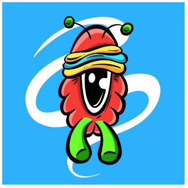 Komik Hayali Canavar Maskot Çizgi Filmi Karakteri 