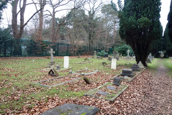 Ein Alter Friedhof Mit Zerbrochenen Und Gefallenen Kreuzen Und Gräbern — Stockfoto