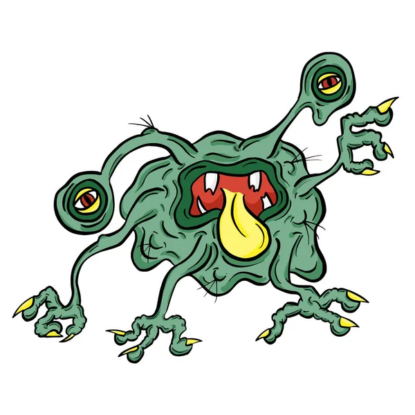 漫画風のウイルスや寄生虫のように見える奇妙な想像上のエイリアンモンスターの生き物 — ストックベクタ