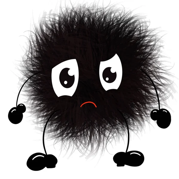 Симпатичный Меховой Черно Воображаемый Логотип Монстра — стоковое фото